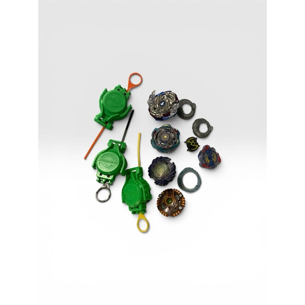 Beyblade Burst Lot 4 Complete Beys 3 Launchers 3 Ripcords Extra Parts Hasbro